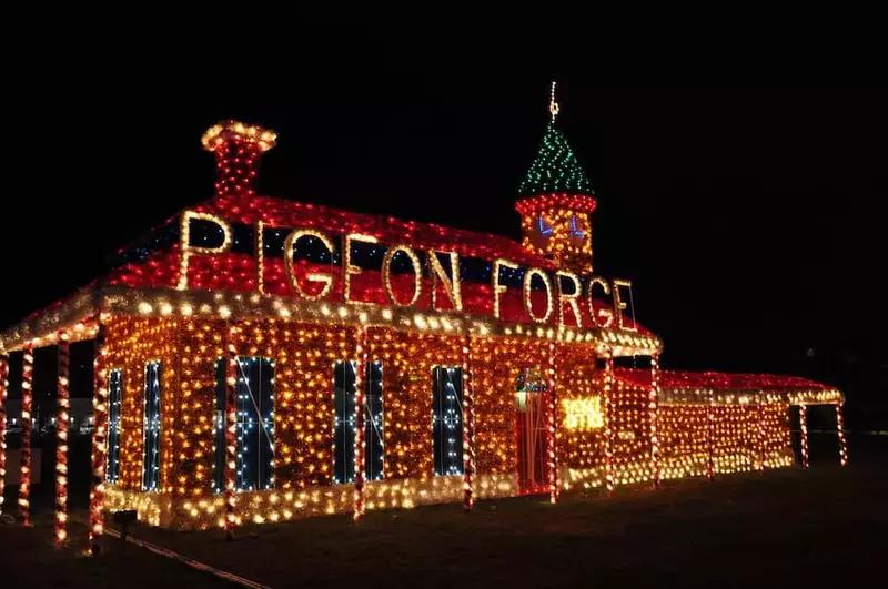 holiday lights during smoky mountain winterfest