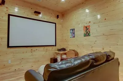 home theater in a cabin