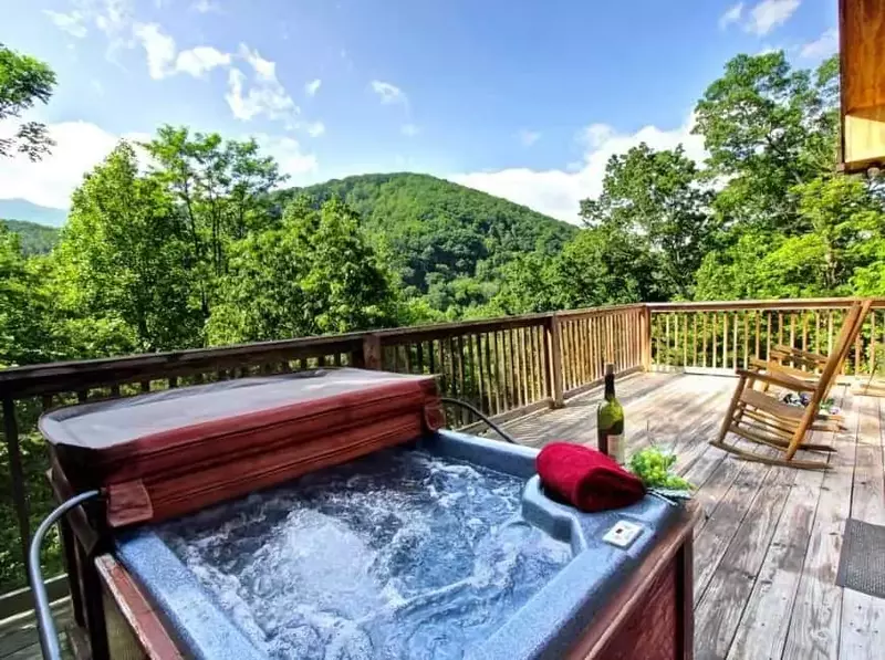 Gorgeous View from hot tub at Mountain Paradise in Gatlinburg