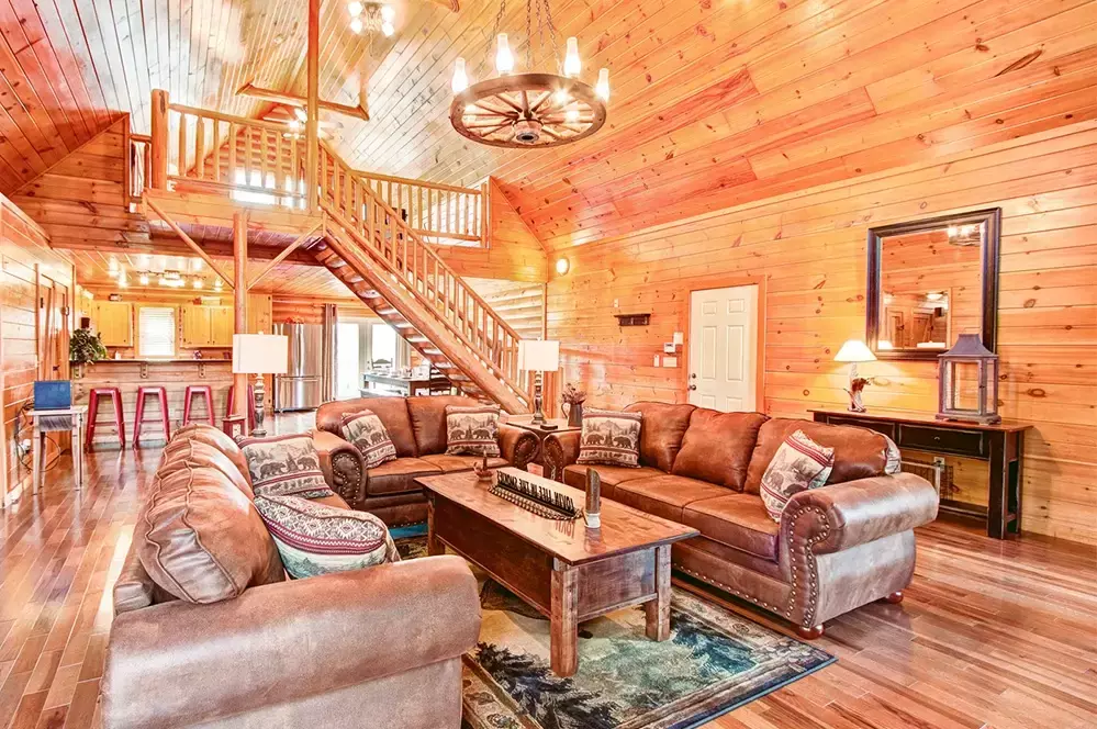 living room of Gatlinburg cabin