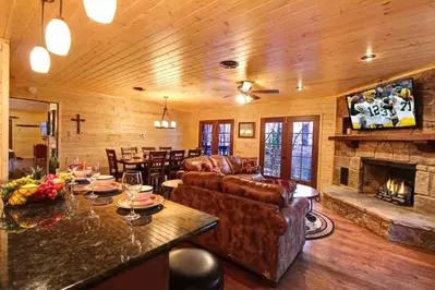 cabin living room and dining