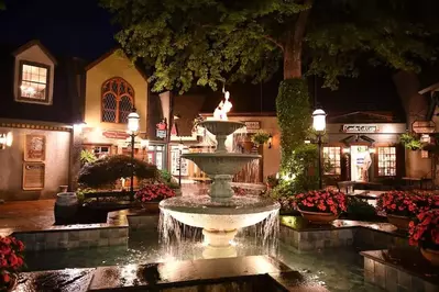 The Village Shops Fountain at night 