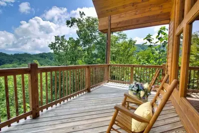 cabin deck with mountain view