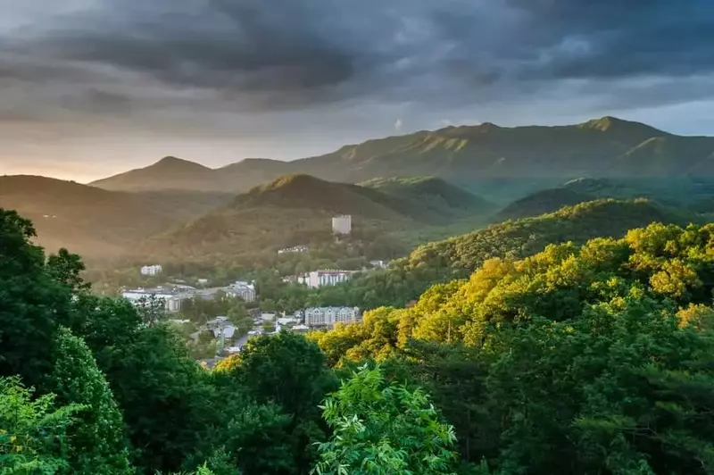 scenic view of gatlinburg with early sunrise