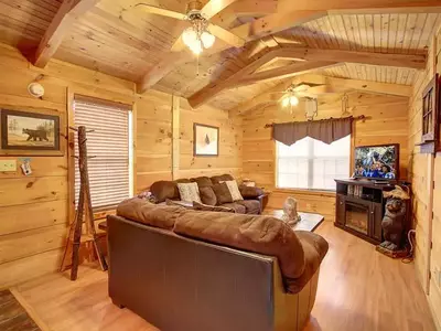 living room in a cabin