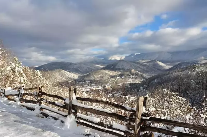 Scenic photo of winter in Gatlinburg TN.