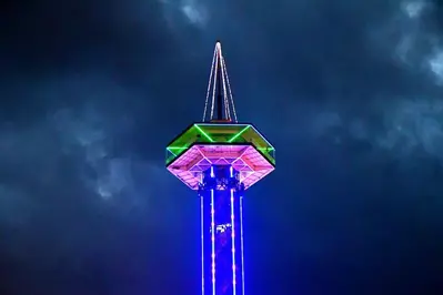 Gatlinburg Space Needle at Night During the Holidays