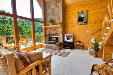 The deck of Mountain Paradise view from inside living room