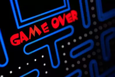 Game Over scren at our Gatlinburg cabins with arcade games.