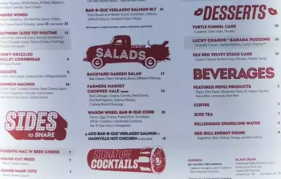 bottom half of old red gatlinburg menu