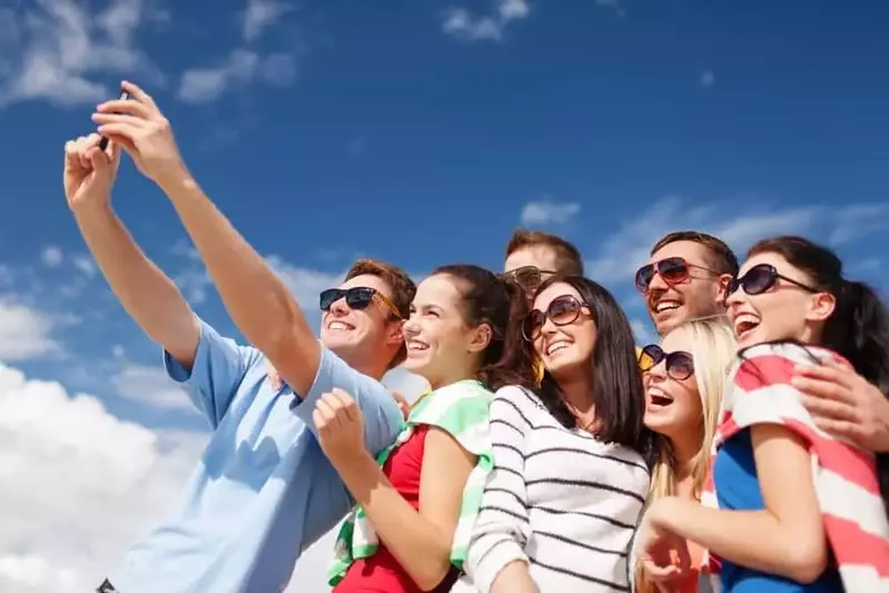 A group of friends taking a selfie,