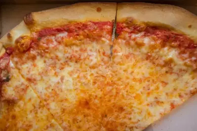 New York style pizza slices.