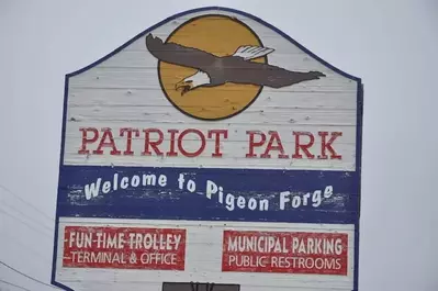 A sign at Patriot Park in Pigeon Forge.