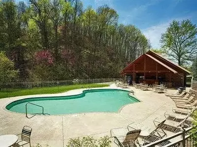 The Alpine Mountain Village resort swimming pool in Gatlinburg.