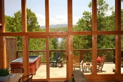 Incredible views from inside the Mountain Paradise cabin in Gatlinburg.