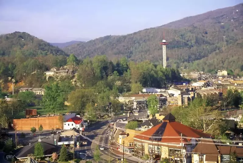 View of downtown Gatlinburg during Gatlinburg TN vacations