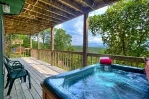 Private deck at Awesome Views cabin in Gatlinburg