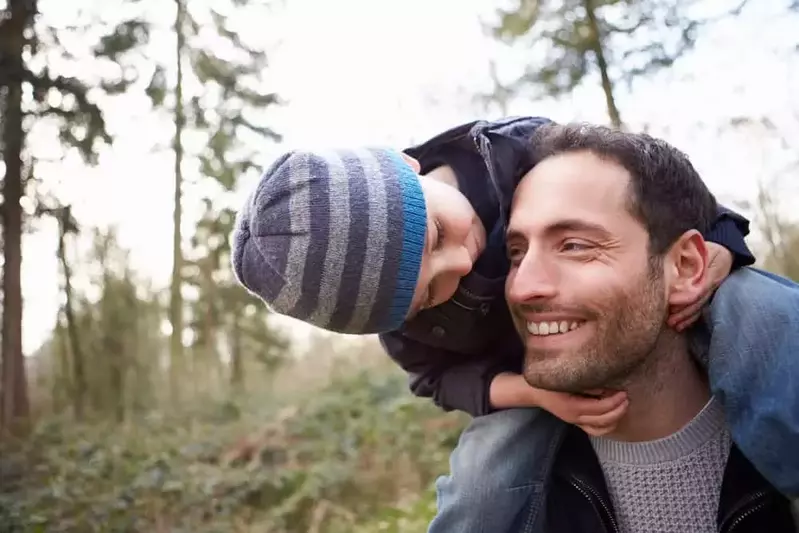 Father and son enjoying a winter vacation in Gatlinburg