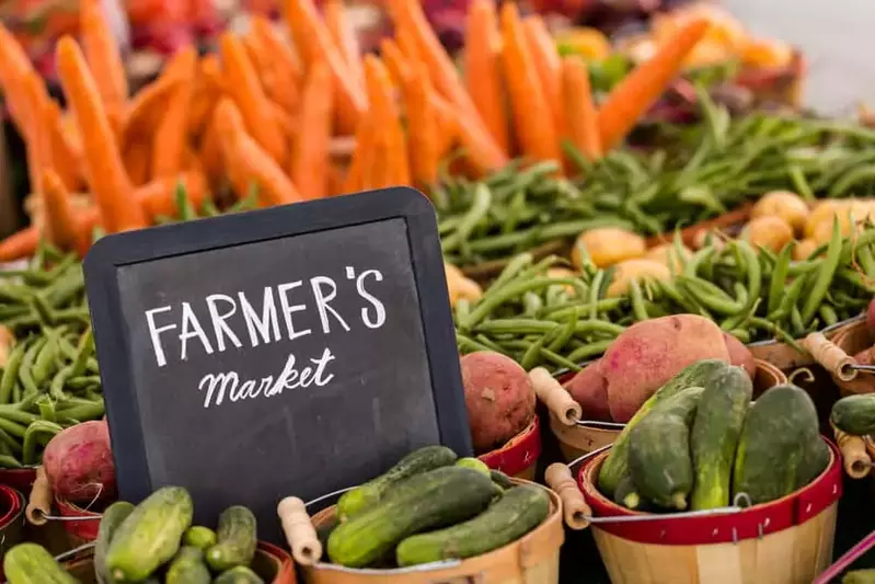 farmer's market with fresh vegetables