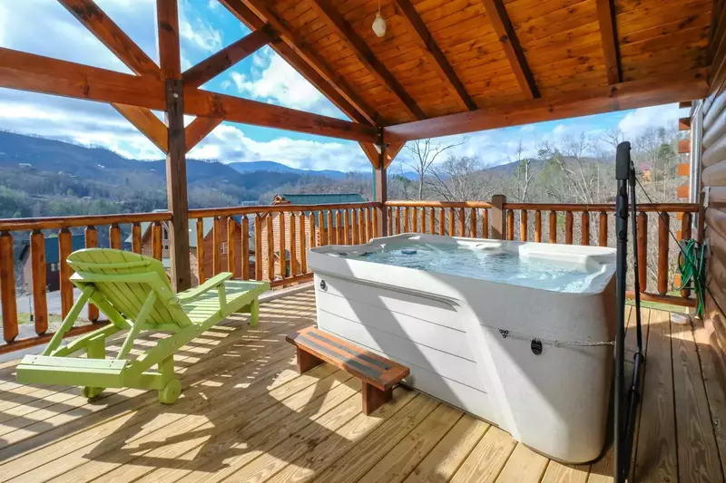 deck of a Gatlinburg cabin with a view
